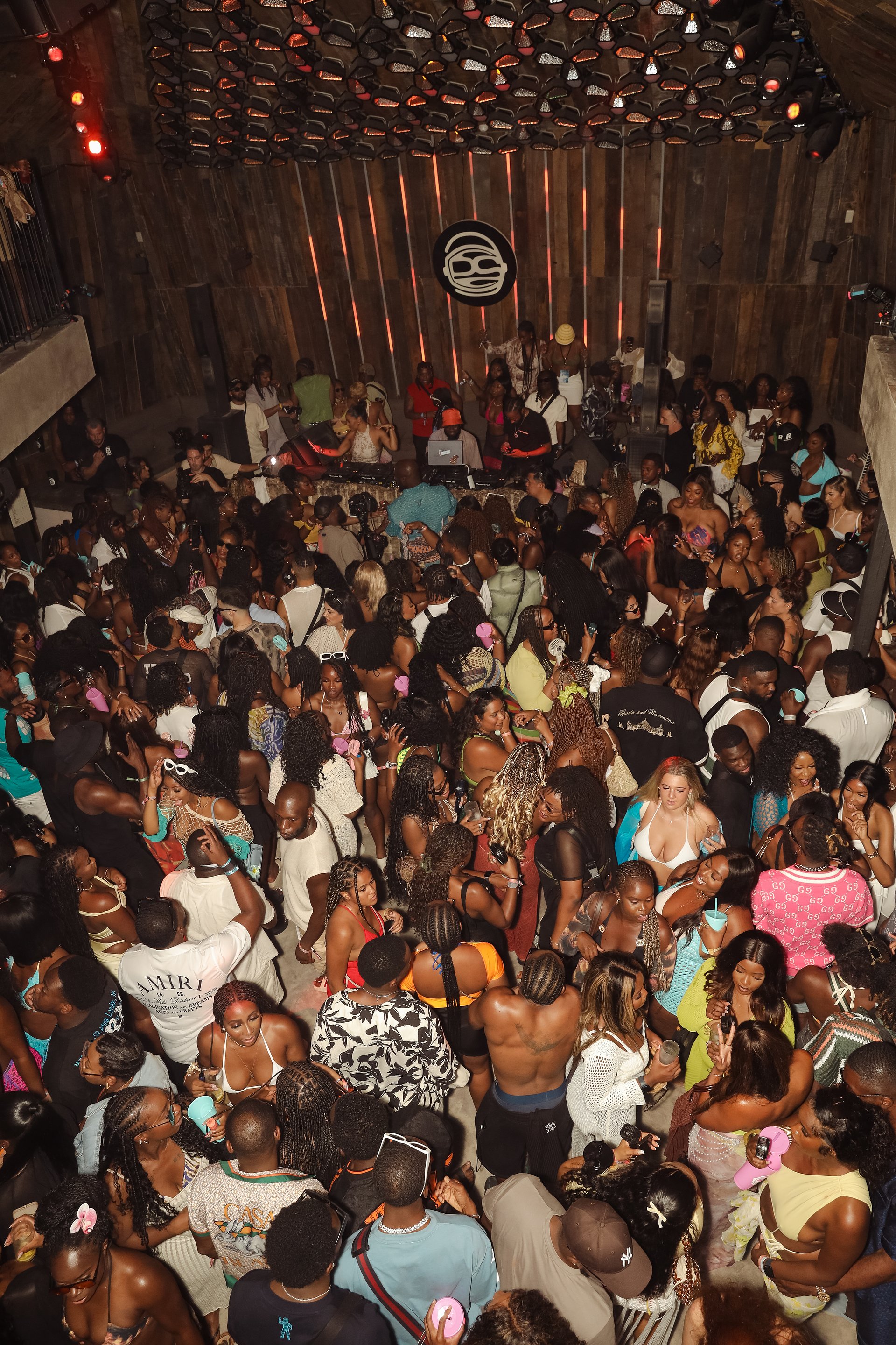 A packed BykonzYard room seen from above
